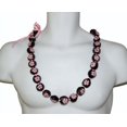 thumbnail image 2 of Hawaii Black Kukui Nut Leis with Flower Necklace 30 Inches (Black with Pink flower), 2 of 2