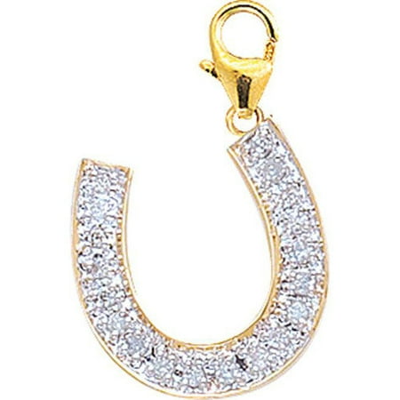 EZ Charms 14K Yellow Gold Diamond Horseshoe Charm