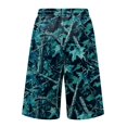 thumbnail image 4 of JoveMarine Men's Camo Drawstring Cargo Shorts - Plaid Work Shorts with Pockets, Knee-Length Loose Fit for Outdoor Daily,Sky Blue 2XL, 4 of 6