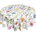thumbnail image 4 of Round Tablecloth 60 Inch, Spring Flowers Floral Table Cloth for Rustic Farmhouse Kitchen Decor, Wipeable Polyester Fabric Table Cover for Outdoor Holiday Party, 4 of 6