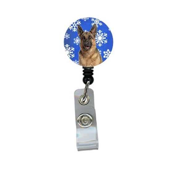 Carolines Treasures KJ1180BR Winter Snowflakes Holiday German Shepherd Retractable Badge Reel