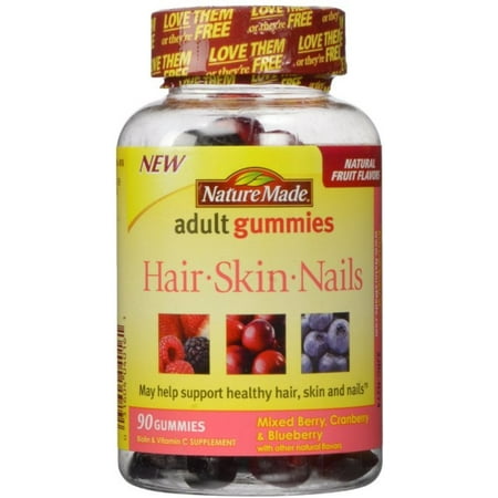 Nature Made Hair, Skin & Nails Gummies, Mixed Berry ...