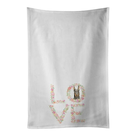 Carolines Treasures WDK4576WTKT 28 x 19 in. Unisex Doberman Pinscher Love White Dish Towels Kitchen Towel - Set of 2