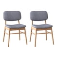 thumbnail image 3 of GZXS Mid-Century Modern Dining Chairs Set of 2, Gray Upholstered Fabric Side Chairs with Natural Rubberwood Legs, 300 lbs Weight Capacity, for Dining Room & Living Room, 3 of 10