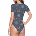 thumbnail image 4 of Haiem Squirrel And Snowflakes Women's Crew Neck Short Sleeve Bodysuit Tops Stretchy Slim Basic-Medium, 4 of 9