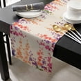 thumbnail image 3 of Spring Floral Cotton Linen Small Table Runner 13 x 36 inch Wildflower Beige Retro Garden Pastoral Non-slip Rectangular Dining Table Decor for Wedding Party Holiday Dinner, 3 of 8