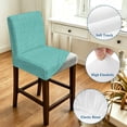 thumbnail image 4 of Teal Bar Stool Cover Set of 4, Farmhouse Burlap Solid Green Color Modern Linen Texture Stretch Bar Chair Cover, Removable Washable Pub Counter Stool Chair Slipcover for Kitchen Dining Room Pub Cafe, 4 of 9