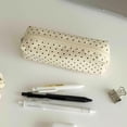 thumbnail image 5 of Polka Dot Pencil Case, Aesthetic Pencils Pouch, Large Capacity Pencils Case, Vintage Pen Pencil Pouch, Cute Pencil Case, Classroom Supplies,Beige, 5 of 5