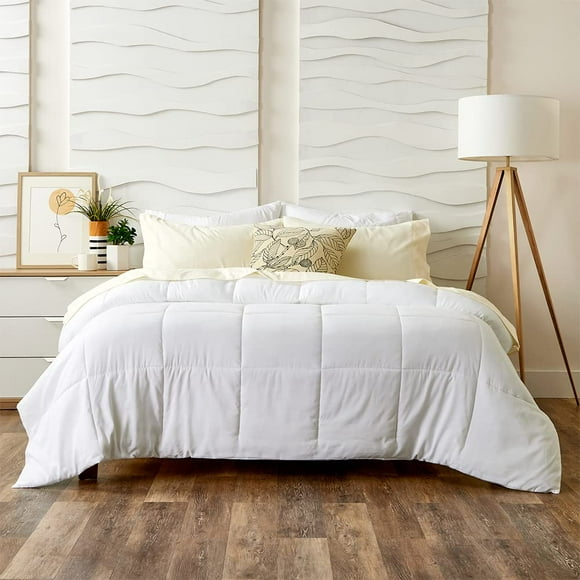Cosy House Collection Luxury Down Alternative Comforter - Blend of Rayon Derived from Bamboo - Bedroom Essentials - All Season Use - Box Stitch Construction & Duvet Loops (Full/Queen, White)
