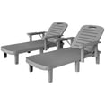 thumbnail image 1 of Ensemble de 2 Chaises Longues d'Extérieur avec Table d'Appoint Pliable, Chaises de Bronzage Inclinables à 5 Positions Réglables, Polypropylène Résistant aux Intempéries, Gris Foncé, pour Patio, Jardin Ou au Bord de la Piscine, 1 of 7