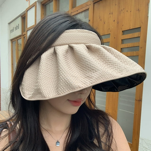 LinYooLi Sunshade Hat For Women, UV Protection, Summer Cycling, Sun Protection, Thin Brimmed Hat, Face Covering, Hollow Top Shell Hat