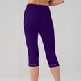 thumbnail image 7 of JULMCOMO Capri Pants for Women High Waisted Stretch Rhinestone Trim Capri Leggings Comfy Workout Yoga Pants Purple L, 7 of 7