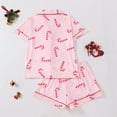 thumbnail image 5 of XIAONU Women's Christmas Candy Pajama Set Short-Sleeve Shirt Shorts Sleepwear Festive Cute Soft Holiday Homewear Set, 5 of 9