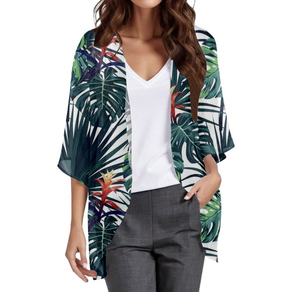 UANWENN Womens Floral Print Puff Sleeve Chiffon Cardigan Loose Cover Up Casual Blouse Tops Fall Clothes for Women Work Light Weight Sweaters Titanium Snap Cardigan Fall Cardigan for Women Womens Long