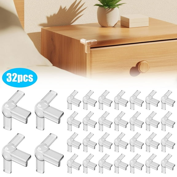 32pcs Clear Table Corner Protectors, EEEkit T-shape Furniture Edge Guards for Sharp Corners & Safety