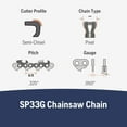 thumbnail image 3 of Husqvarna X-Cut SP33G 20 Inch Chainsaw Chain, .325" Pitch, .050" Gauge, 80 Drive Links, Pre-Stretched Chainsaw Blade Replacement with Superior Lubrication and Low Kickback, Gray, 3 of 6