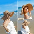 thumbnail image 2 of Xmarks Womens Big Bowknot Straw Hat Large Floppy Foldable Roll up Beach Cap Sun Hat Summer UV Protection Beach Cap Khaki, 2 of 5