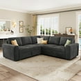 thumbnail image 2 of Marrber 84" Large Sectional Sofa with Pull-Out Sleeper Bed, Reversible Chaise & Hidden Storage, Pet-friendly Corduroy for Living Room, Gray, 2 of 9