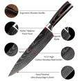 thumbnail image 4 of Damascus Kitchen Knife Set 10pcs - Chef, Utility, Boning, Carving, Fruit Knives & Peeler in Gift Box, Stainless Steel for Home, Camping, Restaurant, Birthday Gift, 4 of 10