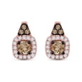 thumbnail image 2 of 14kt Rose Gold Womens Round Brown Diamond Halo Earrings 3/8 Cttw, 2 of 2