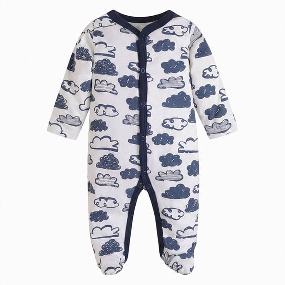 enyan Baby Boy Girl Outfits Baby Boy Footie Pajamas Button Romper Footed Sleep N Play Sleepwear Baby Boy Girl Clothes(Black,6-9 Months)