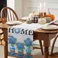 thumbnail image 3 of Home Blue Hydrangea Cotton Linen Table Runner, Washable Table Runners for Kitchen, Dining Room, Holiday, Home Party Table Decor, 13x36 Inches, 3 of 9