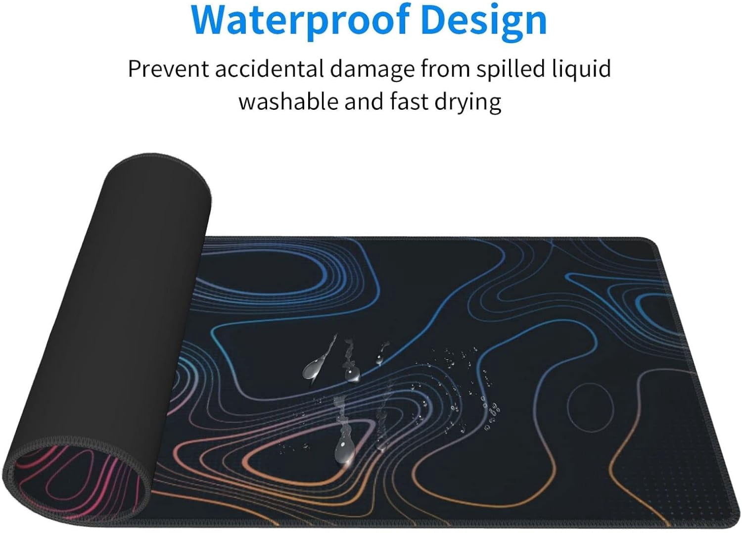 PrimeCook Shop Topographic Contour Map XL Mouse Pad 31.5 x 11.8 Inch Gaming Mousepad Extended Large Mousepad with Nonslip Rubber Base Stitched Edges Laptop Desk Pad Home Office Supplies