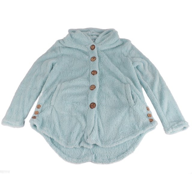 Suéter con capucha para mujer, blusa lisa con botones difusos y bolsillos, abrigo para otoño e invierno