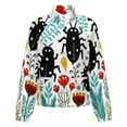 thumbnail image 5 of Jackets for Women Winter Coat Jackets Flannel Stand Collar Jacket(Black Beetles Floral Summer Art,Size:S-4XL), 5 of 7