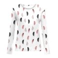 thumbnail image 4 of Pntutb Mujer Casual Cuello Redondo Manga Larga Impreso Camisa Suelta Blusa tops PNTUTB Pntutb-6406, 4 of 5