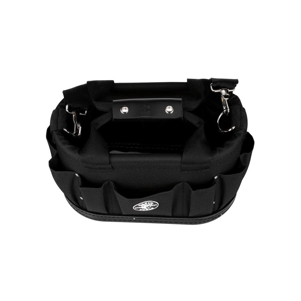 Klein Tools 58888 Polyester 12-Pocket Tool Tote with Shoulder Strap,Black Leather