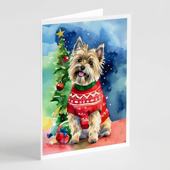 Cairn Terrier Christmas Greeting Cards Pack of 8 7 in x 5 in