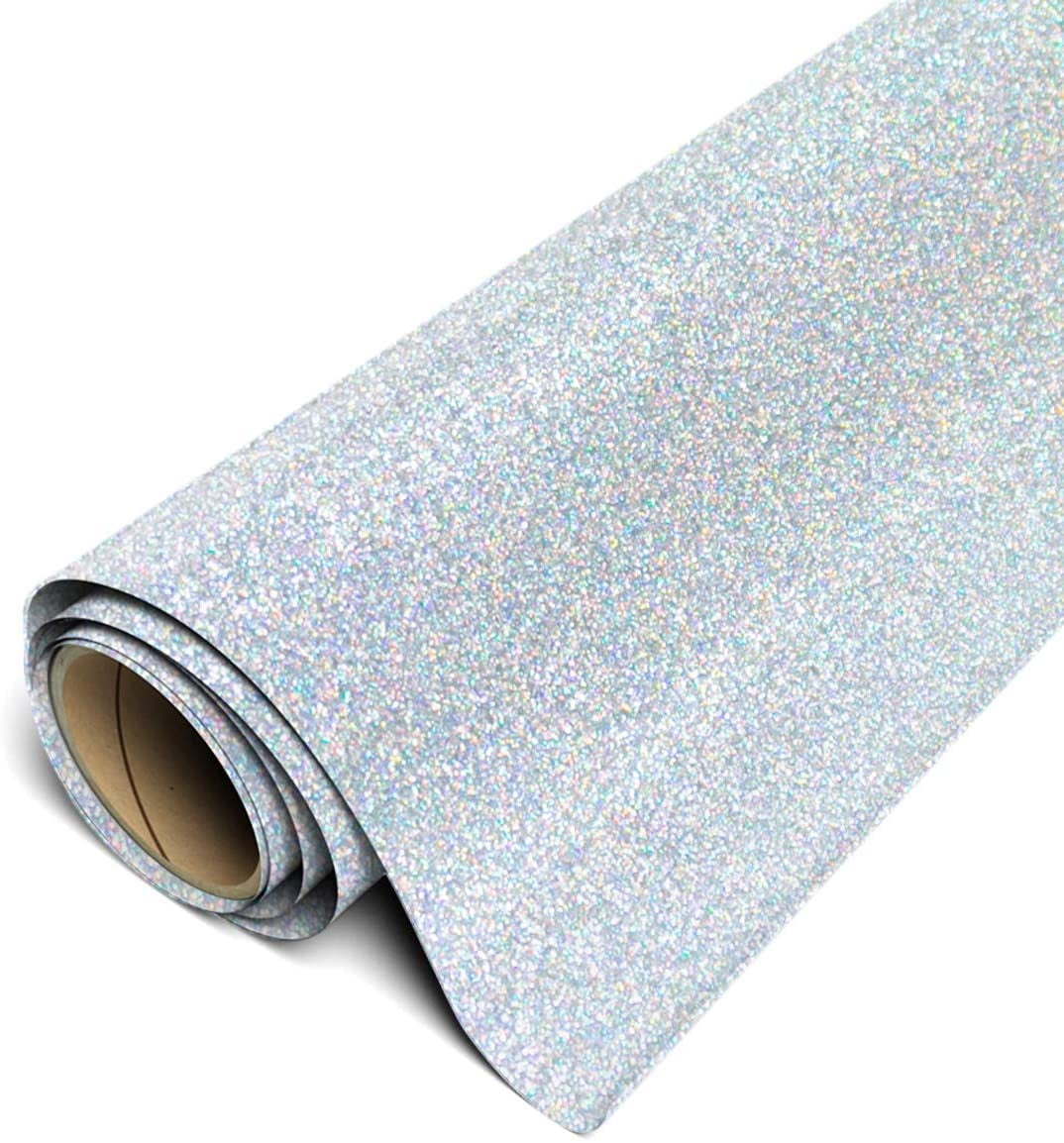 Torc TORc Silver glitter HTV Heat Transfer Vinyl 2 Rolls Iron on Vinyl for  T Shirts crafts 12 inch x 5 ft