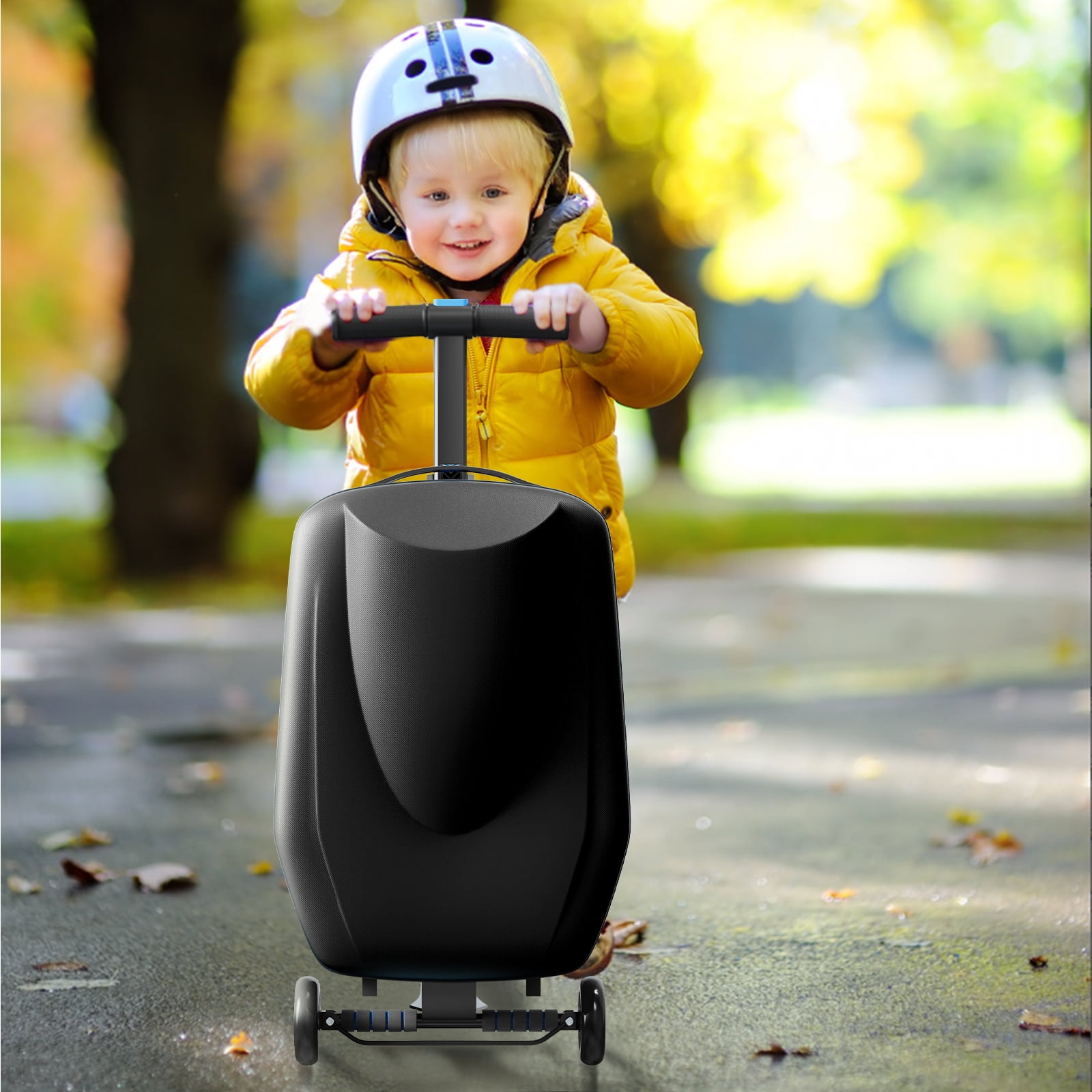 TABU Scooter Luggage for Kids & Adults, Carry on Luggage with Wheels for Kids Ages 6-15,Black