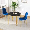 thumbnail image 2 of Modern Round Glass Dining Set for 4, Modern Irregular Stainless Steel Legs and Velvet Cushioned Chairs for Kitchens, Living Rooms, Small Bar, 2 of 9