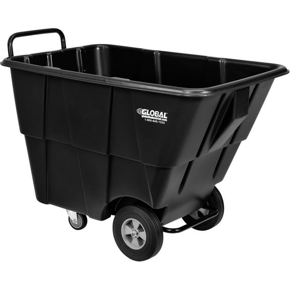 Global Industrial 800352 750 lbs, 0.5 cu. yards Standard Duty Plastic Tilt Truck, Black