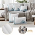 thumbnail image 6 of Fall Outdoor Waterproof Pillow Covers, Blue Pumpkin Thanksgiving Autumn Stripe Leaf Decorative Rectangle Throw Pillowcase Sofa Cushion Sham for Patio/Couch/Chair, 20"x12" 2 Pack, 6 of 8
