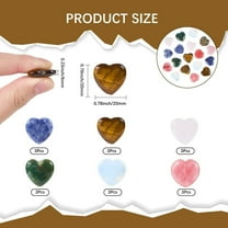 1 set 1 Box 18Pcs 6 Styles Natural Heart Crystals 0.8" Indian Agate Opalite Cherry Quartz Glass Rose Quartz Tiger Eye Gemstones for Valentines Witchcraft Meditation Reiki Pocket Gifts