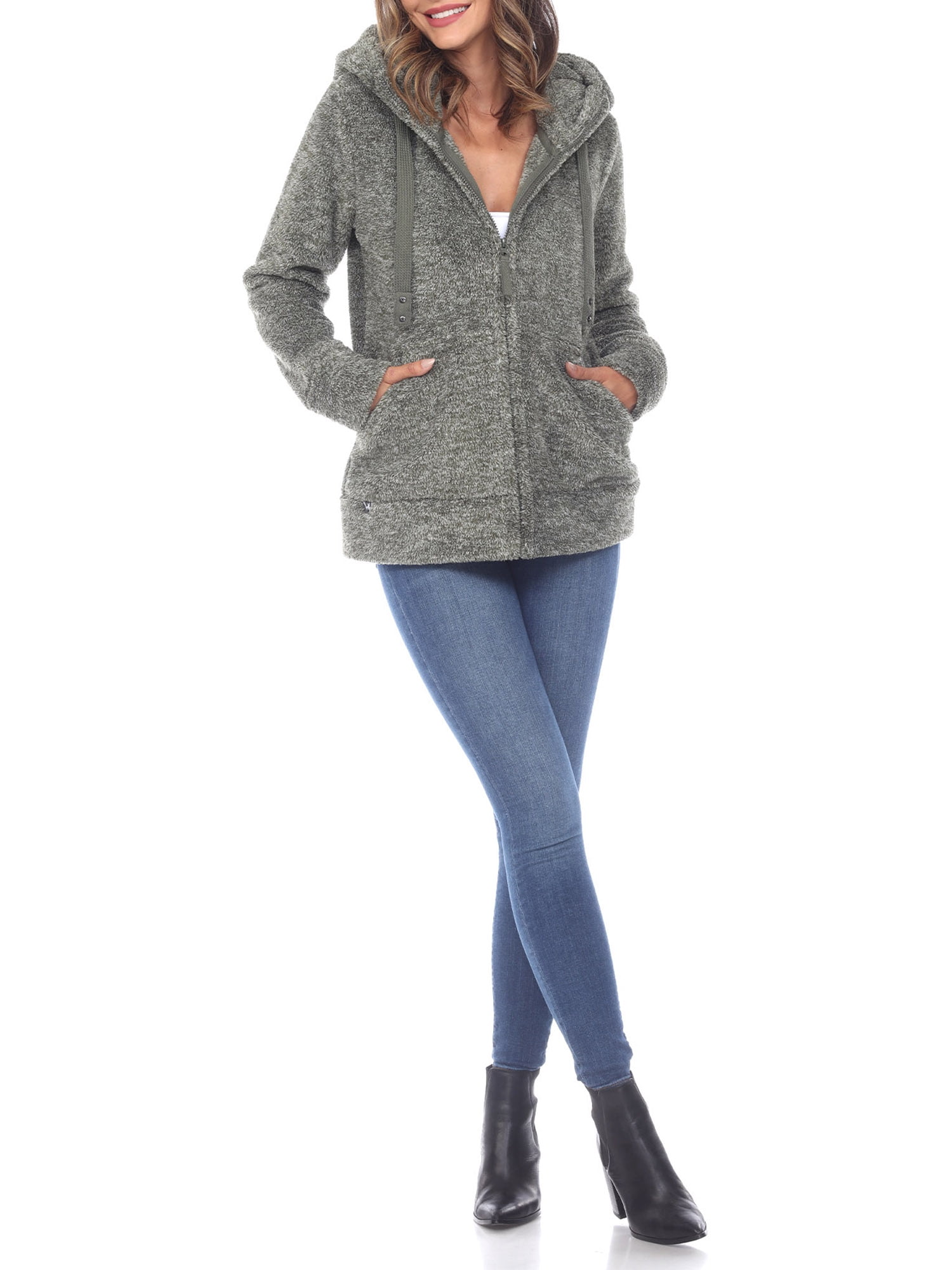 White Mark Women's Hooded Sherpa Jacket