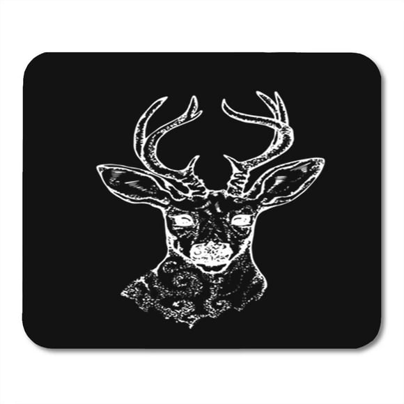 POGLIP Deer Peacock Feathers in Horns Black and White Decorated Mousepad Mouse Pad Mouse Mat 9x10 inch