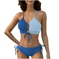 thumbnail image 2 of Traje de baño para mujer, moda femenina, bikini de dos piezas con tirantes en contraste de color dividido, trajes de baño para mujer, conjuntos de bikini para mujer, trajes de baño bikini para mujer, 2 of 6
