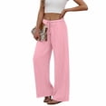 thumbnail image 4 of YuXingFu Womens Solid Tie Wide Leg Long Pants Pink XL, 4 of 7
