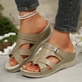thumbnail image 5 of LOVZFMLL Wedge Sandals for Women 2025 Cut Out Cross Straps Slippers Slip On Open Toe Summer Casual Outdoor Beach Vacation Walking Slides Gray 5.5, 5 of 7