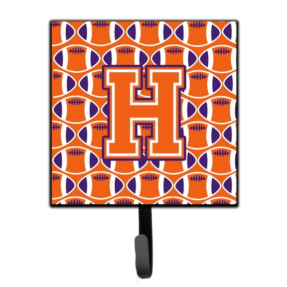 Letter H Football Orange White and Regalia Leash or Key Holder