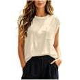 thumbnail image 3 of Horkkom Short Sleeve Tops for Women Crew Neck Solid Color Basic Tees Casual Loose T Shirts with Pocket L, 3 of 10