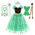 thumbnail image 2 of Vestido de princesa Anna para niña 2024, vestido de tutú de lujo verde para niña, regalo de cumpleaños, fiesta, cosplay, vestido de baile, disfraz de Halloween, 2 of 5