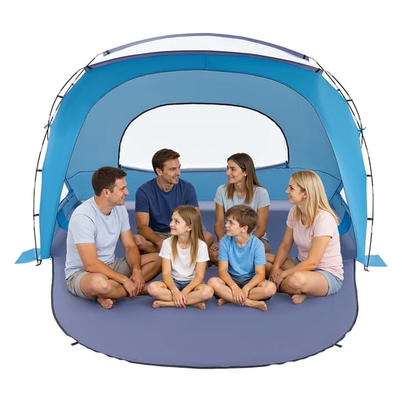 VEVOR Beach Tent Sun Shelter for 6 Person, UPF 50 Protection, Portable Sun Shade Canopy with Carrying Bag & Sand Pockets, Lightweight and Easy Setup Beach Umbrella for Family Camping Outdoor Picnic