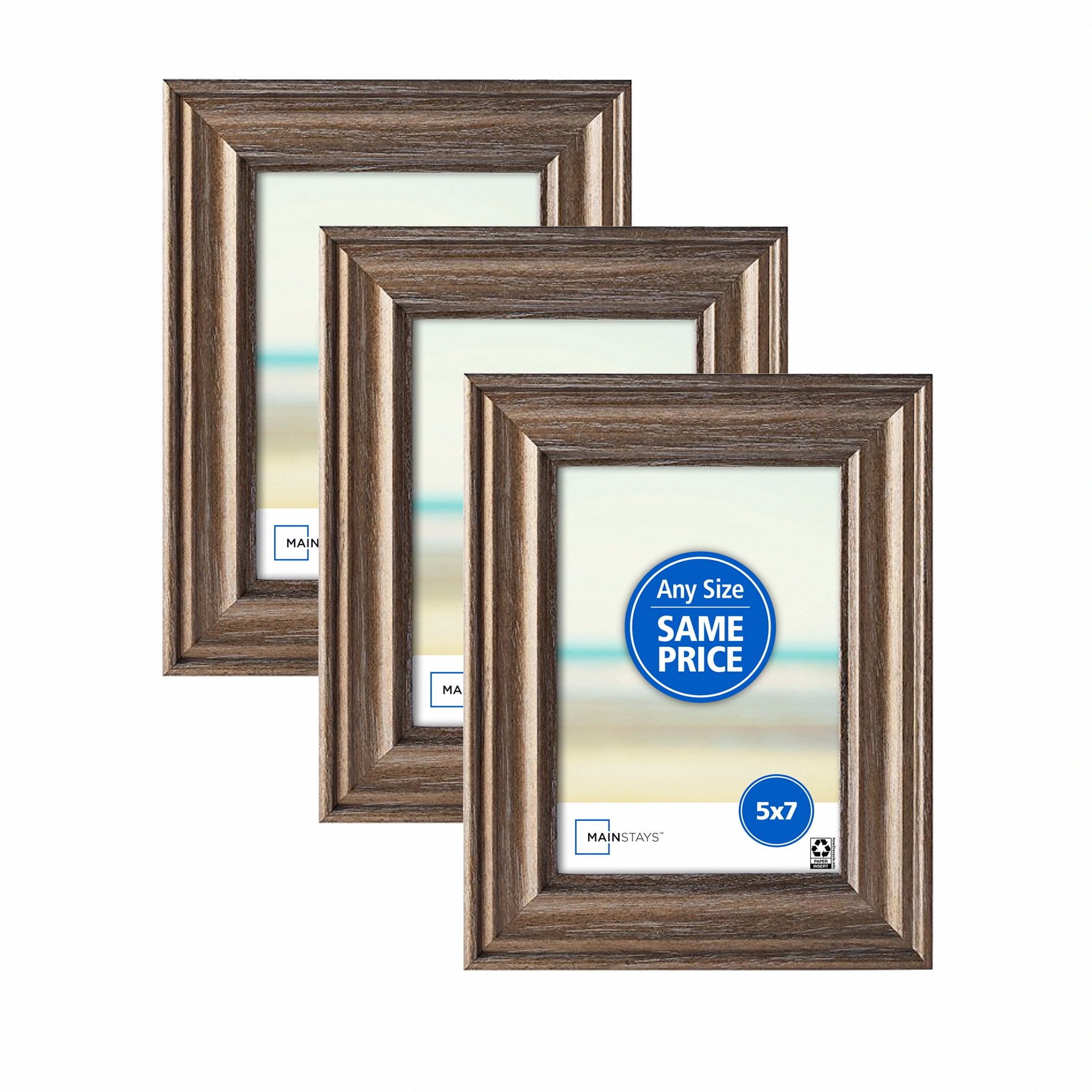 Mainstays 5x7 Metallic Bronze Picture Frames, Set of 3