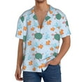 thumbnail image 3 of Vsdgher Turtles And Goldfish Print Men's Wrinkle Free Untucked Cuban Shirt Business Casual Button Down Shirts Short Sleeve Shirt, 3 of 7