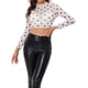 thumbnail image 1 of INSPIRAR CHIC Día de San Valentín Top Corto de Mujer Semi-Translúcido de Manga Larga Cuello Redondo Blusa XL Negro y Blanco, 1 of 6